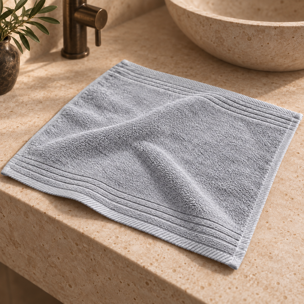 Essential towels, Silver, Face Towel 30x30, Hero Main