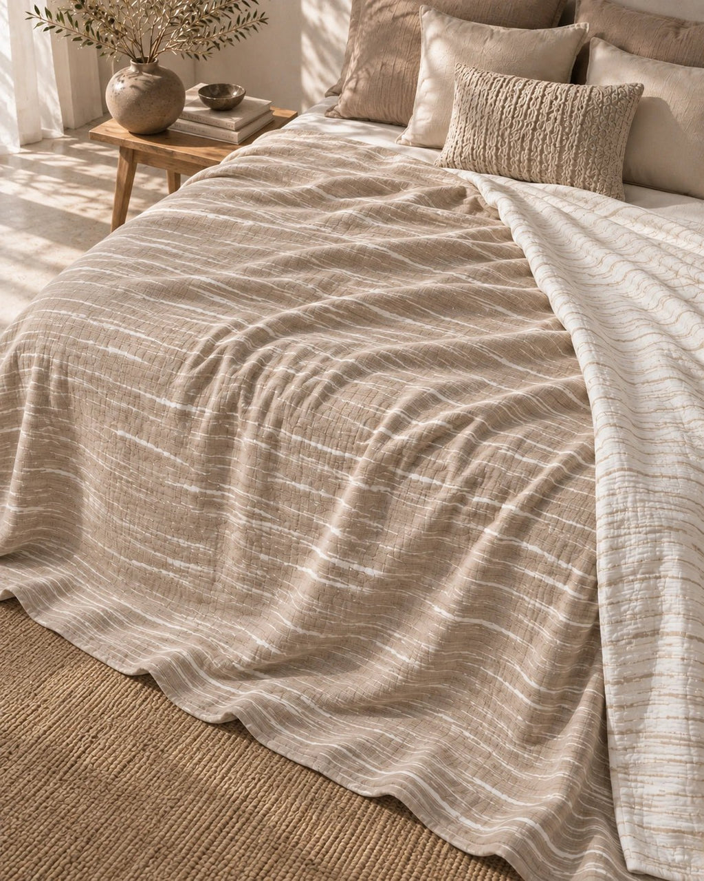 Giza Cotton Reversible King Throw - Elbadrawi Home