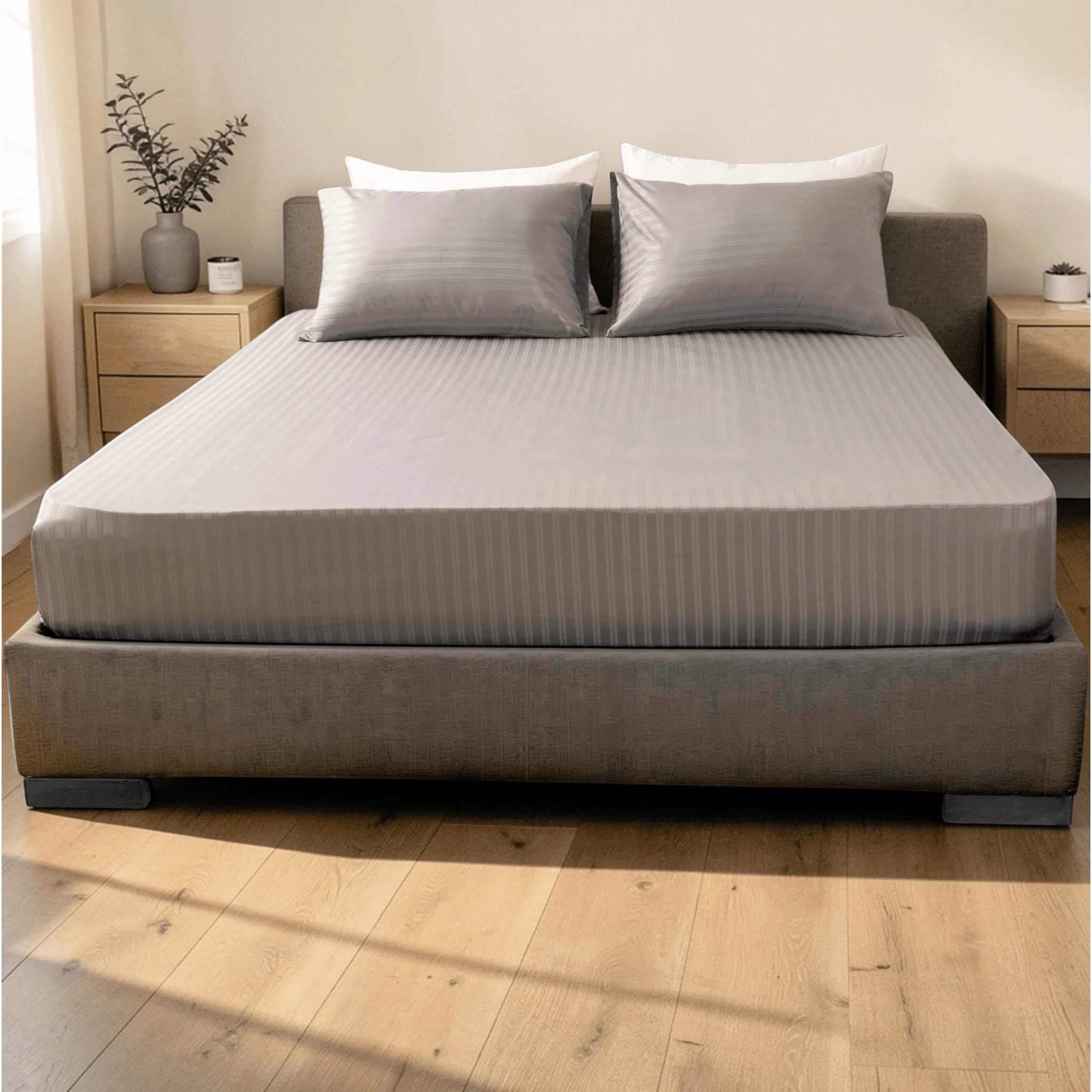 Jacquard Fitted Sheet Set 400TC (New Style Stripes) - Elbadrawi Home