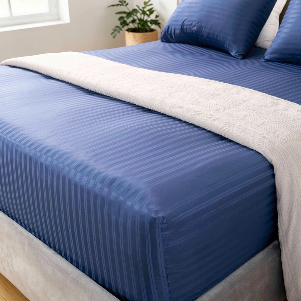 Jacquard Fitted Sheet Set 400TC (New Style Stripes) - Elbadrawi Home
