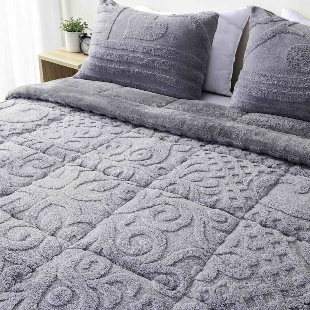 Jacquard Mink Fur Double - Face Comforter Set - Elbadrawi Home