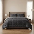 Noir Crest Tencel King Comforter Set - Elbadrawi Home