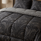 Noir Crest Tencel King Comforter Set - Elbadrawi Home