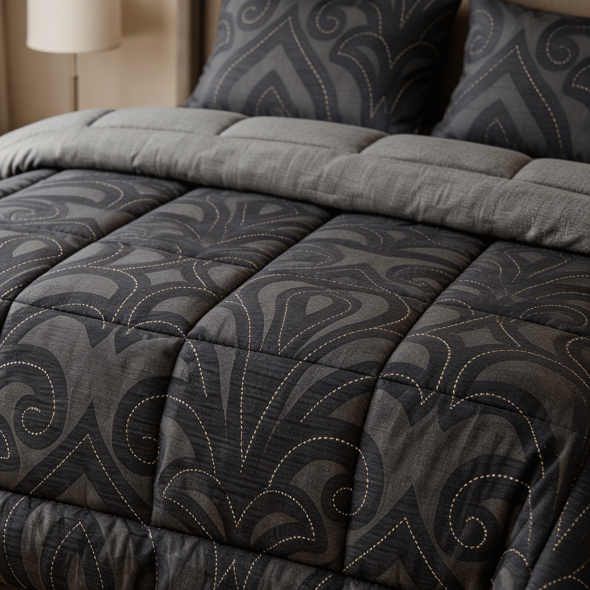 Noir Crest Tencel King Comforter Set - Elbadrawi Home