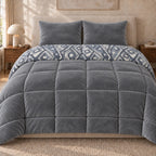 Printed Tencel & Mink Fur Comforter Set - Elbadrawi Home
