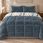 Printed Tencel & Mink Fur Comforter Set - Elbadrawi Home