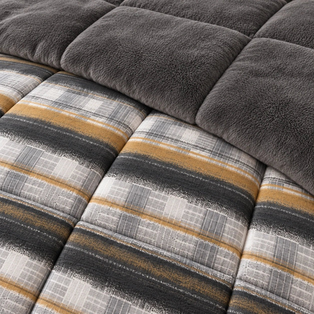 Printed Tencel & Mink Fur Comforter Set - Elbadrawi Home