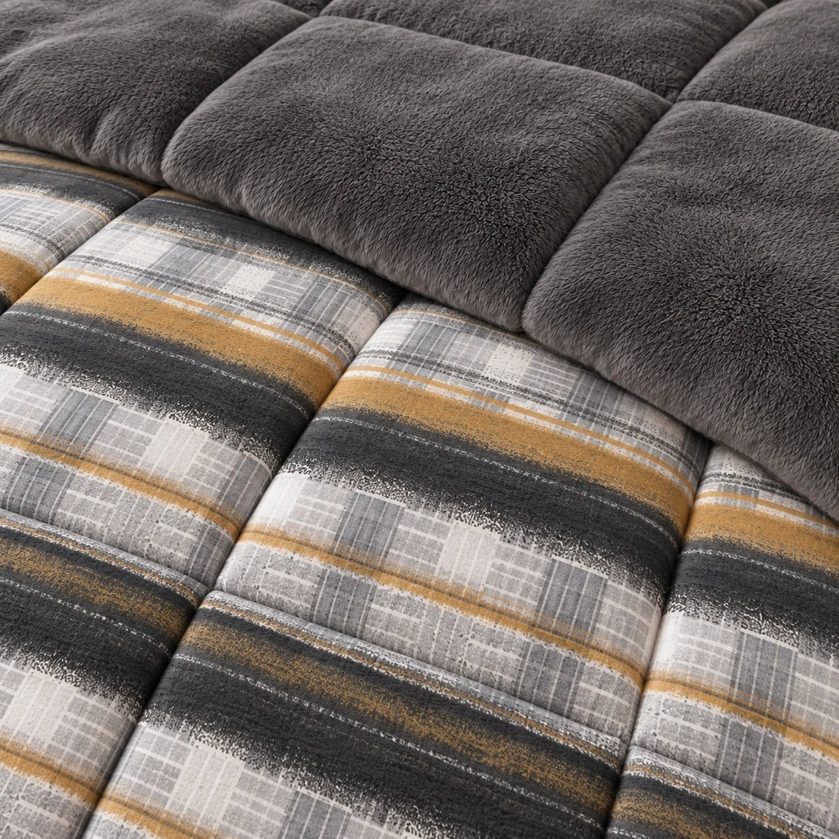 Printed Tencel & Mink Fur Comforter Set - Elbadrawi Home