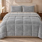 Printed Tencel & Mink Fur Comforter Set - Elbadrawi Home