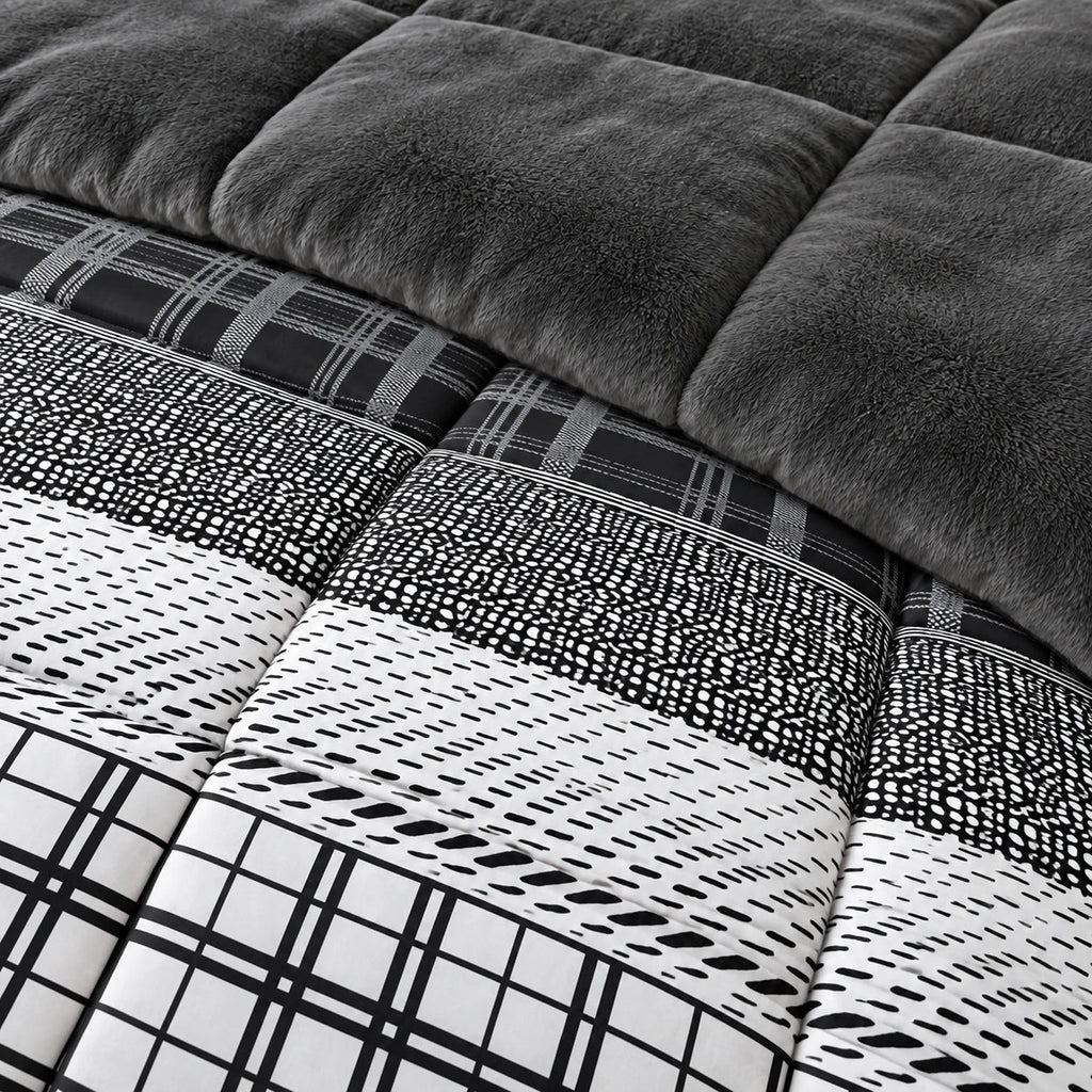 Printed Tencel & Mink Fur Comforter Set - Elbadrawi Home