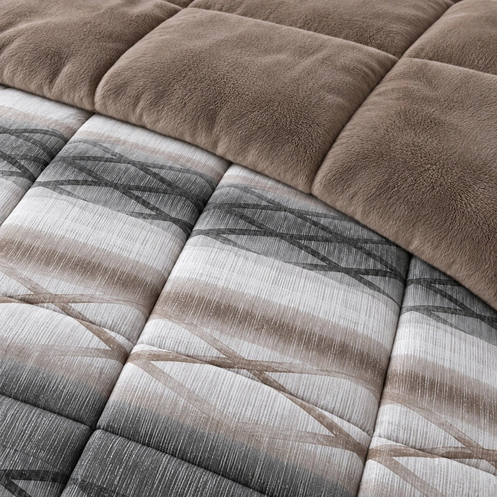 Printed Tencel & Mink Fur Comforter Set - Elbadrawi Home