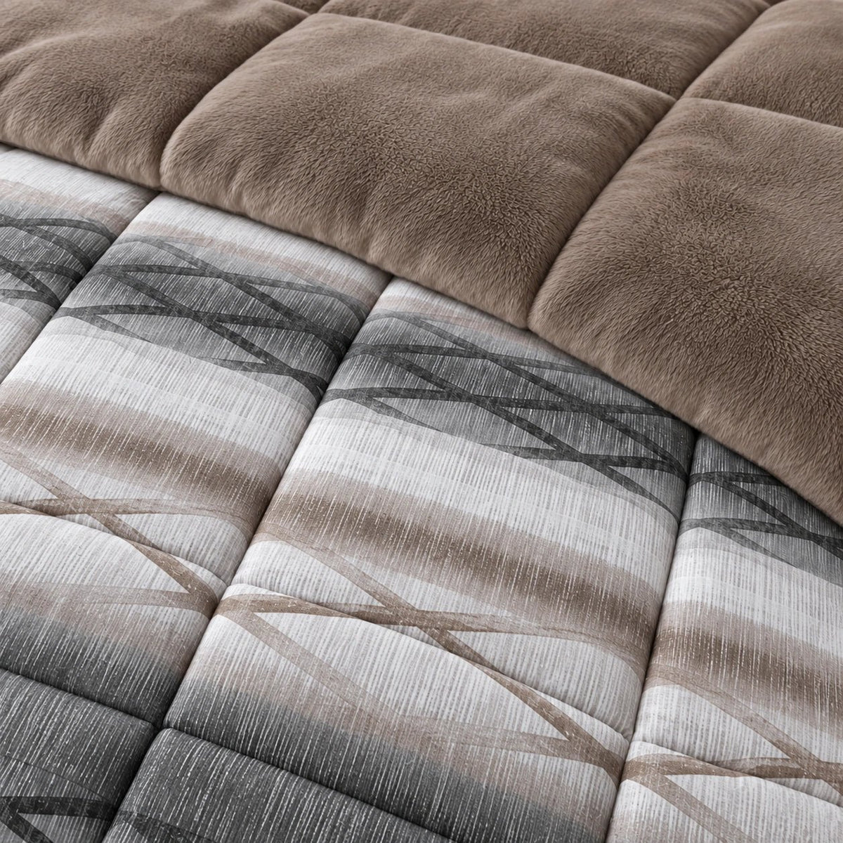Printed Tencel & Mink Fur Comforter Set - Elbadrawi Home