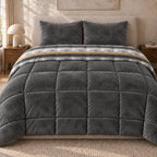 Printed Tencel & Mink Fur Comforter Set - Elbadrawi Home