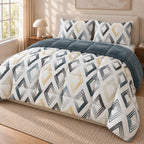 Printed Tencel & Mink Fur Comforter Set - Elbadrawi Home