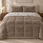 Printed Tencel & Mink Fur Comforter Set - Elbadrawi Home