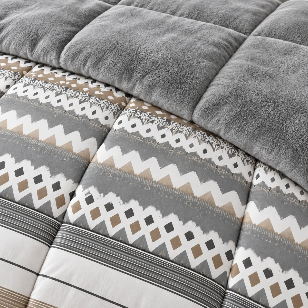 Printed Tencel & Mink Fur Comforter Set - Elbadrawi Home