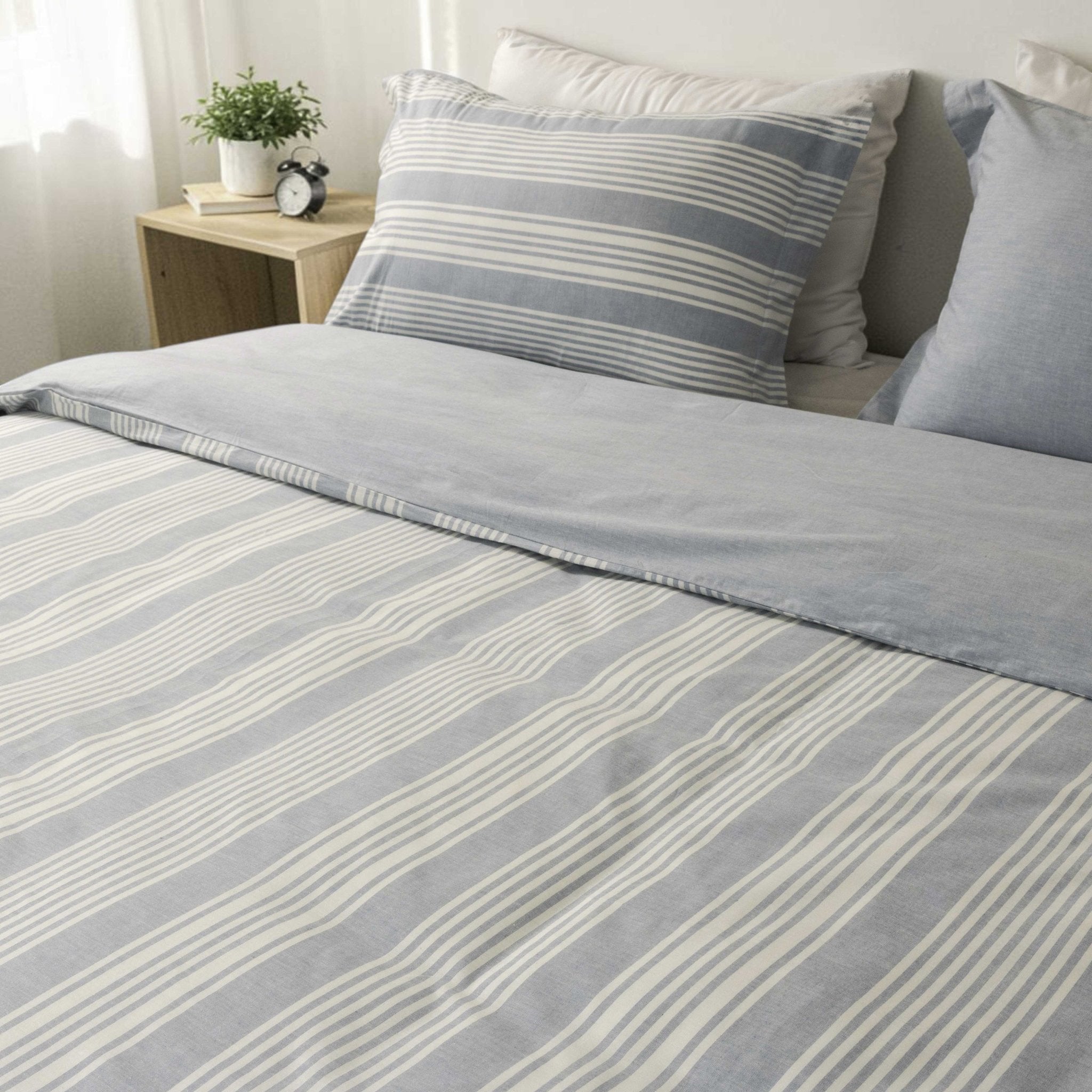 Shoreline Stripe Linen Duvet Cover Set - Elbadrawi Home