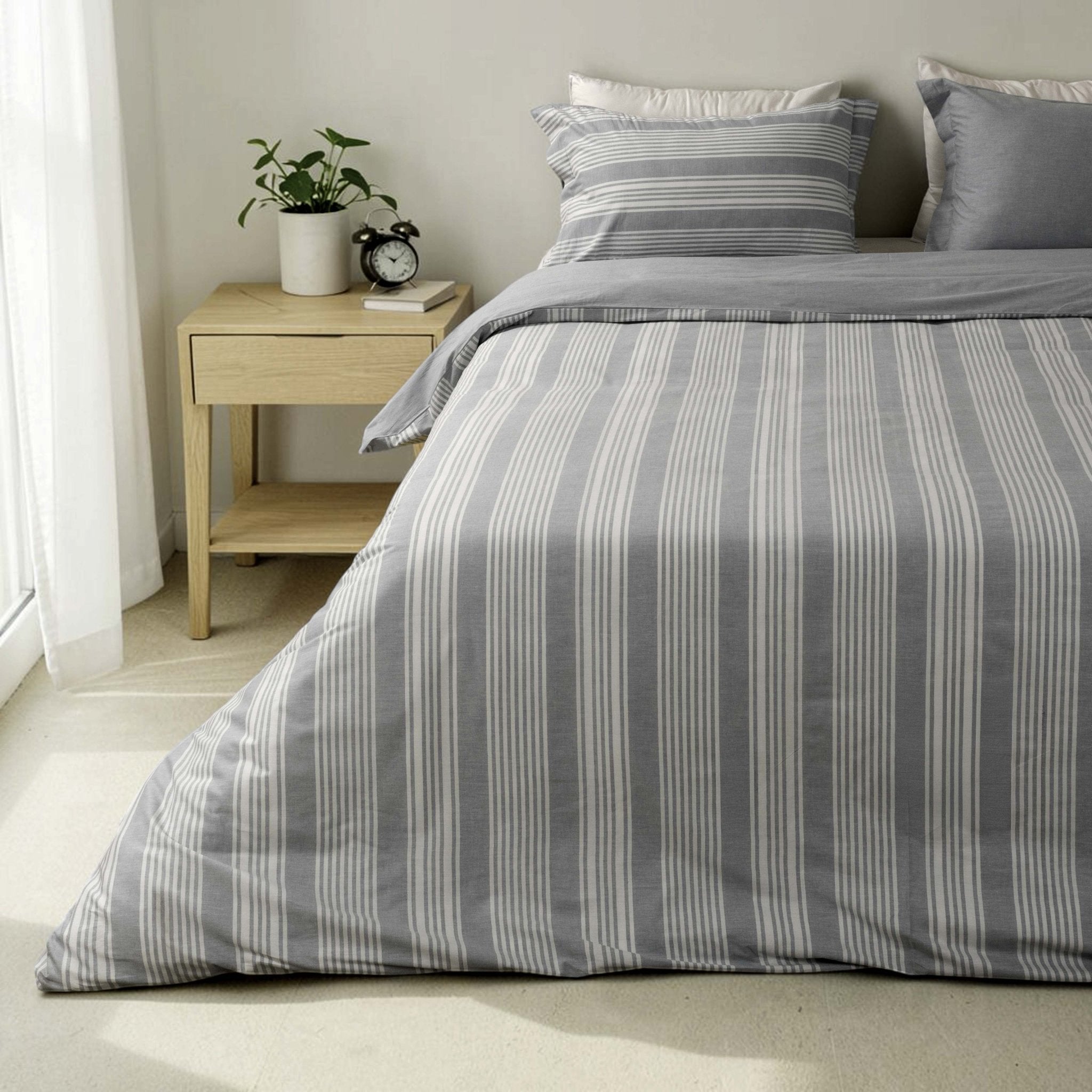 Shoreline Stripe Linen Duvet Cover Set - Elbadrawi Home