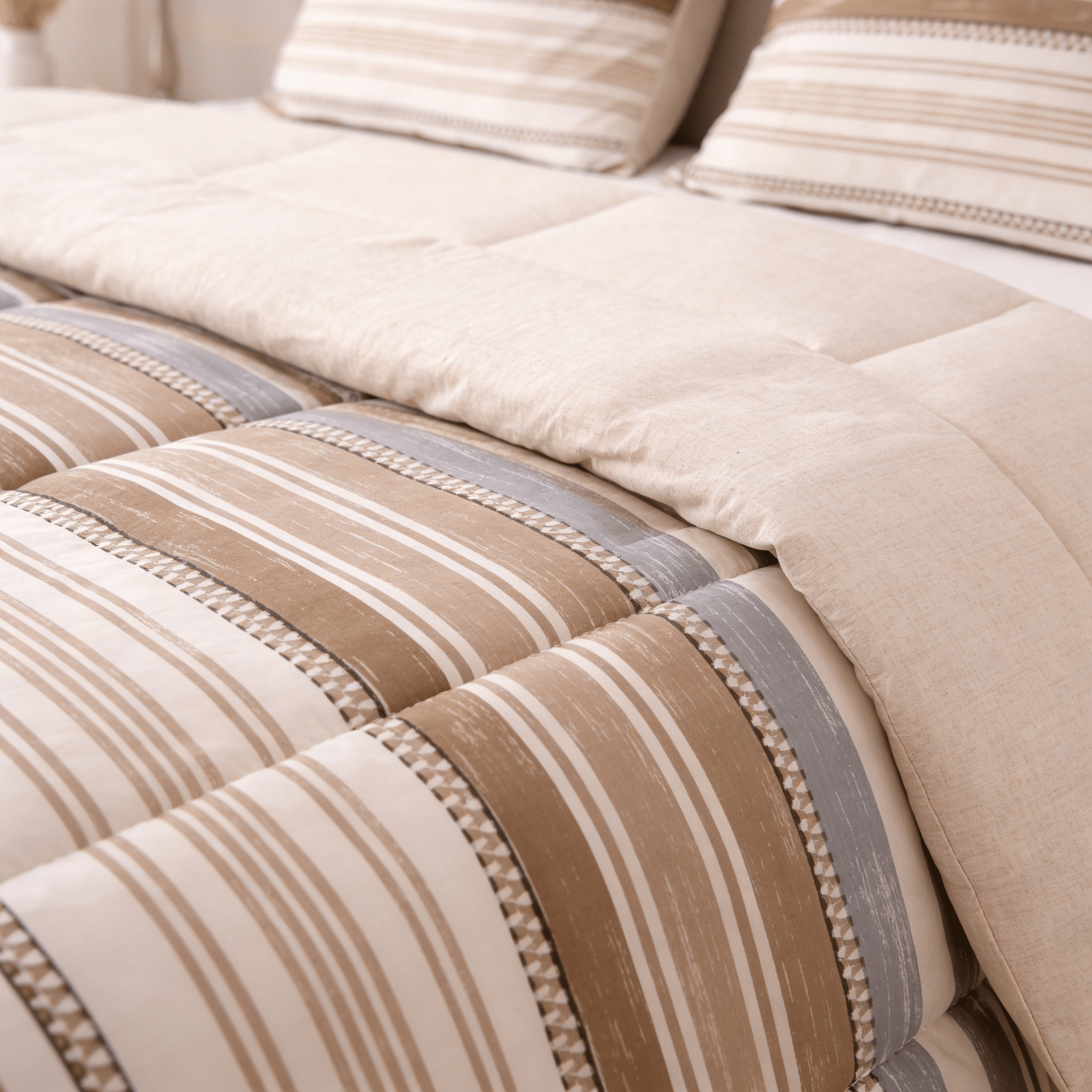 Taupe Horizon Tencel King Comforter Set - Elbadrawi Home