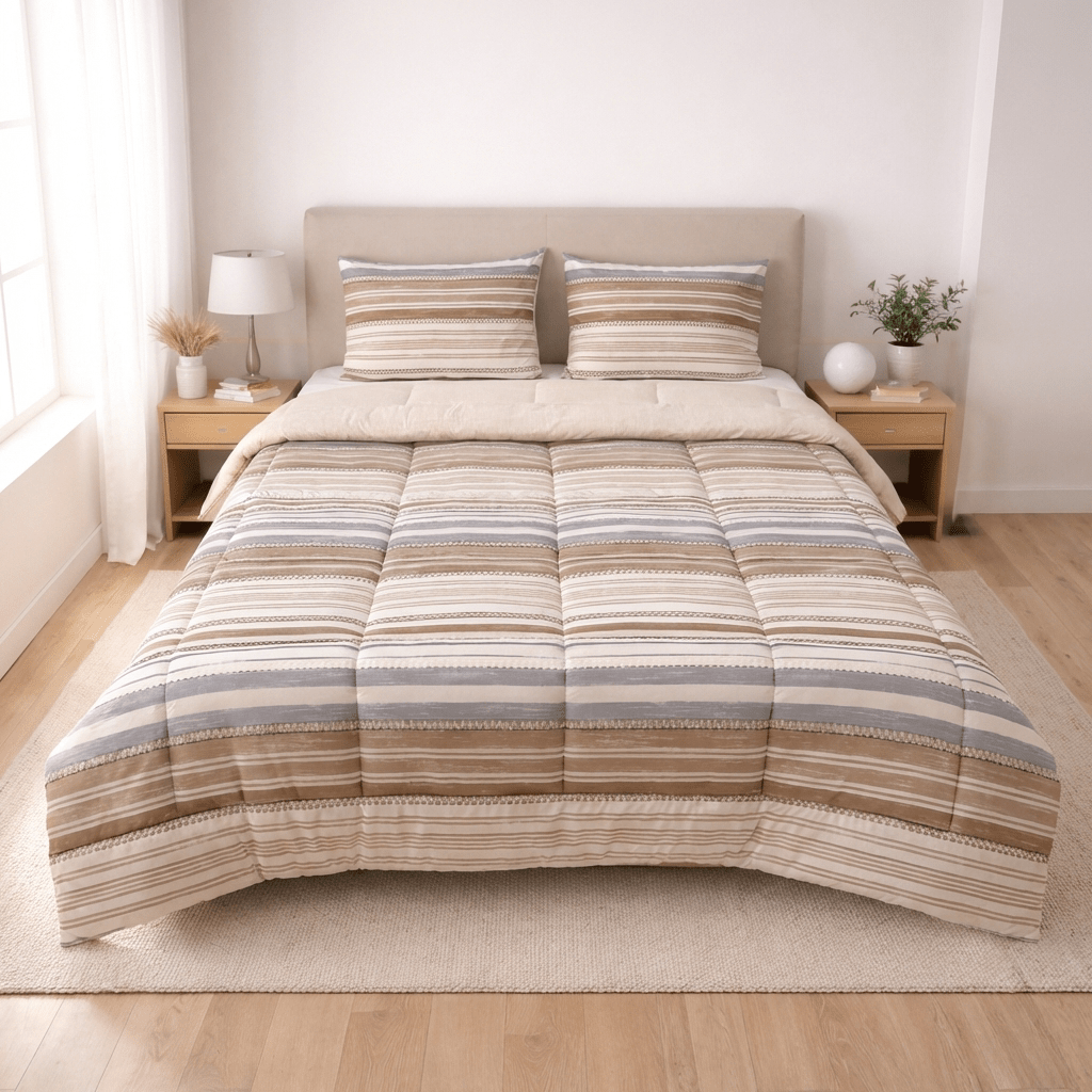 Taupe Horizon Tencel King Comforter Set - Elbadrawi Home