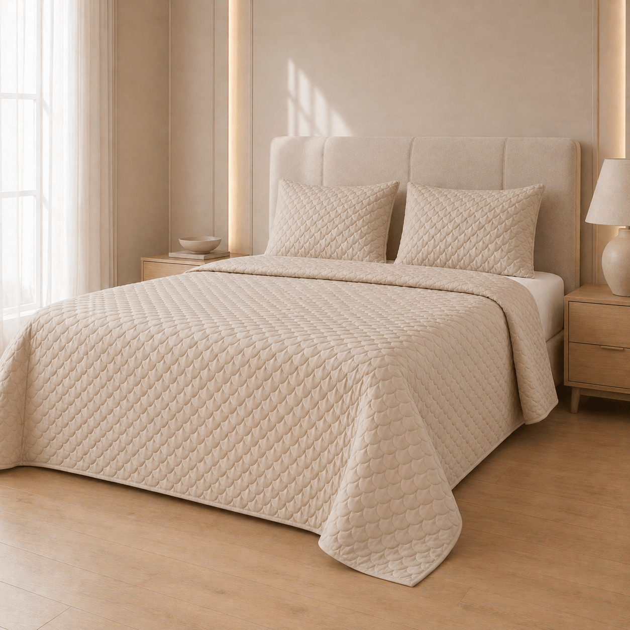 Tencel Scallop Summer Quilt Set - Elbadrawi Home