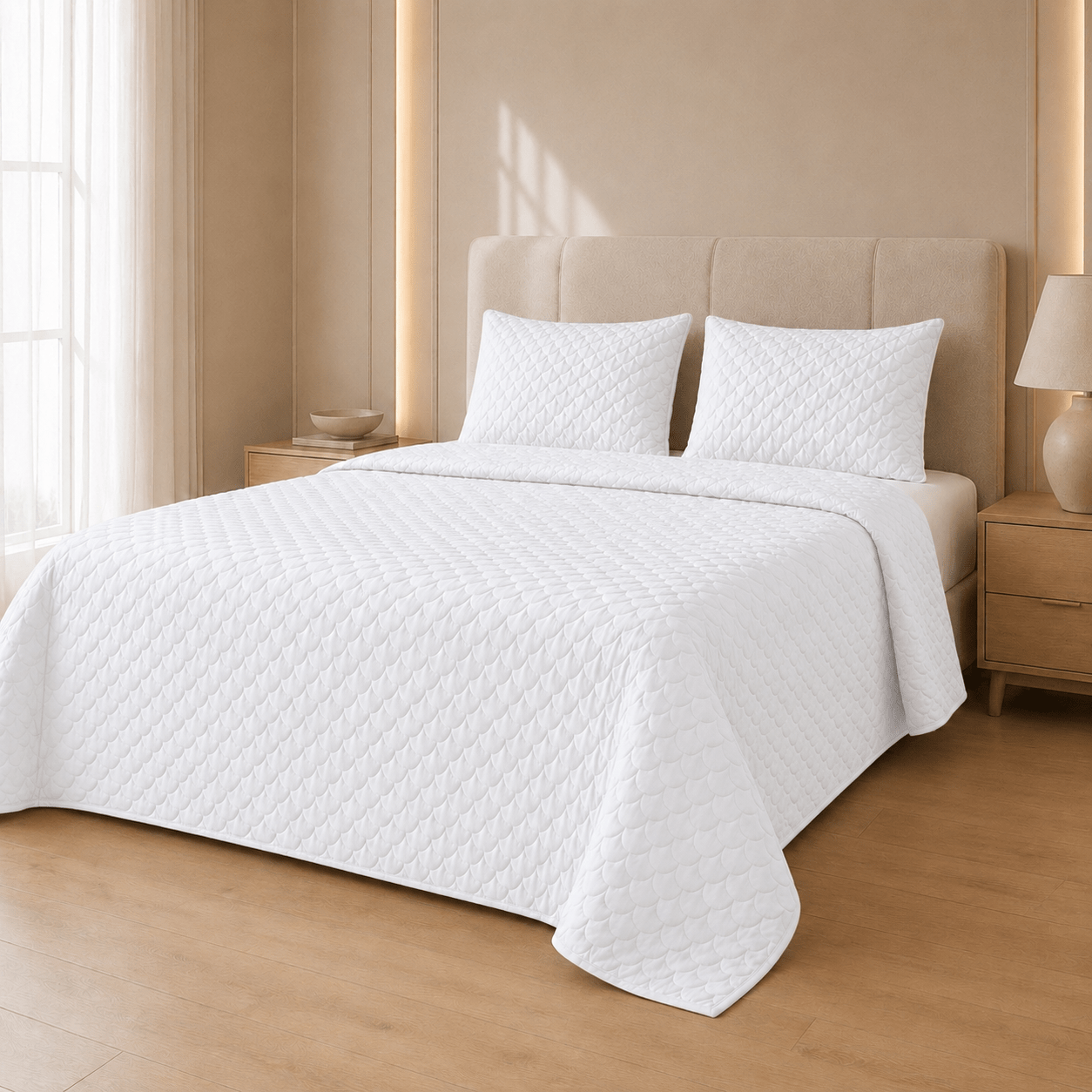 Tencel Scallop Summer Quilt Set - Elbadrawi Home
